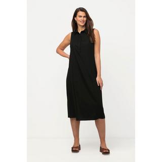 Ulla Popken  Robe midi. Silhouette en A, sans manches. Lin mélangé. Col à revers. 