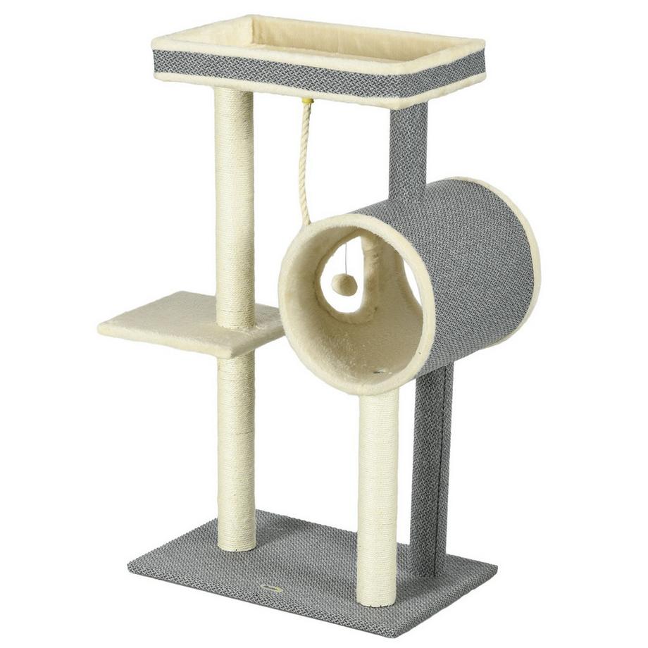 Northio  Tiragraffi 104 Cm Con Palla Da Gioco E 2 Zone Per Sdraiarsi Tiragraffi Per Gatti Fino A 5 Kg, Sisal, Grigio 