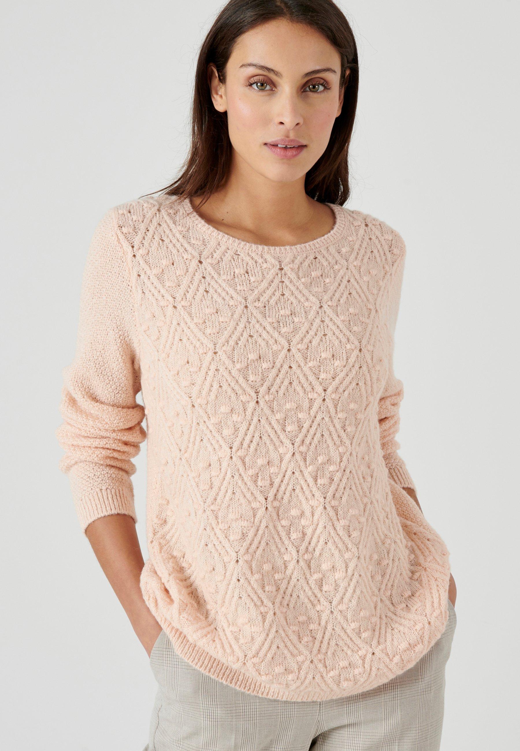Image of Musterstrick-pullover 55 % Acryl, 30 % Polyamid, 15 % Wolle. Damen Rosa 38/40