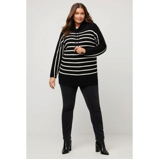 Ulla Popken  Maglione a righe dal taglio oversize con maniche lunghe e collo alto 