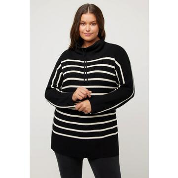 Maglione a righe dal taglio oversize con maniche lunghe e collo alto