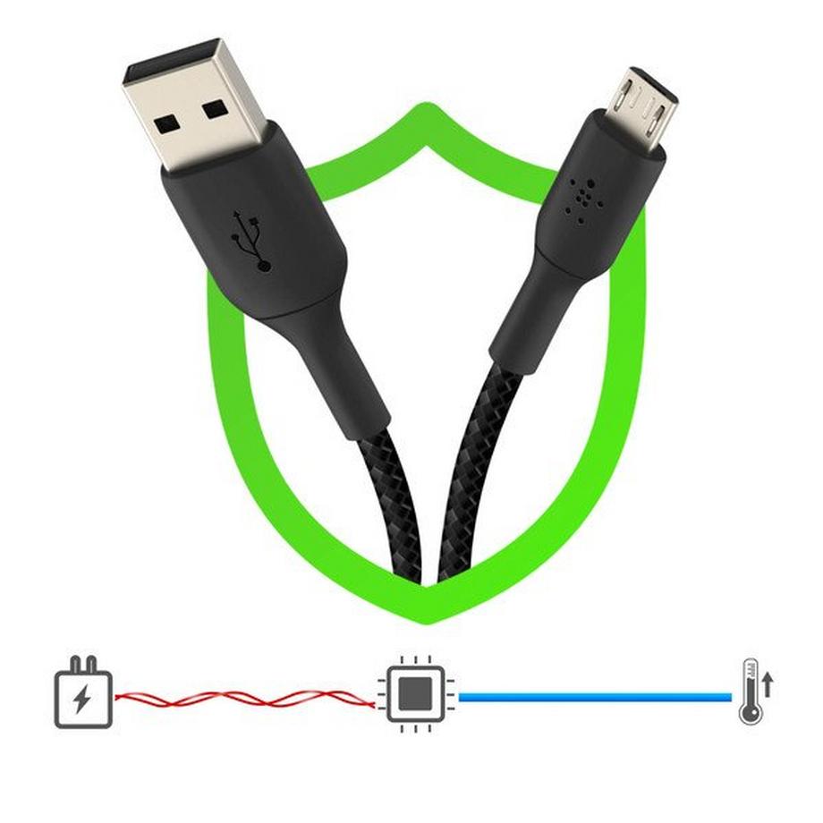 belkin  Cavo Micro-USB Nylon 1 Metro Belkin Nero 