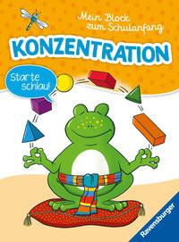 Ravensburger Mein Block zum Schulanfang: Konzentration - Rätselblock ab 6 Jahre - Konzentrationsspiele Jebautzke, Kirstin; Stickel, Stephanie (Illustrationen); Carlo, Mia (Umschlaggestaltung) Gebundene Ausgabe 