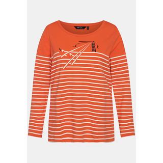 Ulla Popken  T-shirt, rayures, phare, Classic, col rond, manches longues 