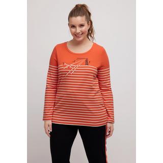 Ulla Popken  T-shirt, rayures, phare, Classic, col rond, manches longues 