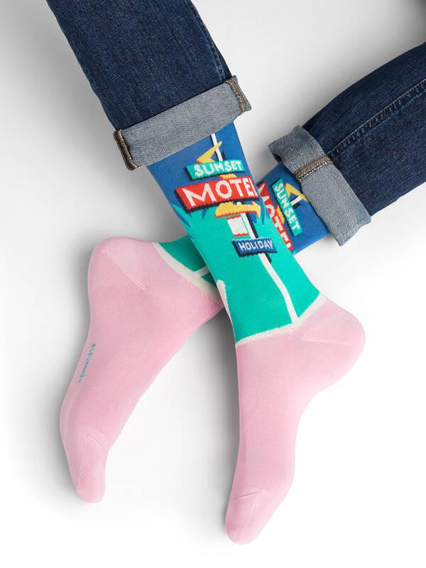 BLEU FORET Motel Gemusterte Socken  