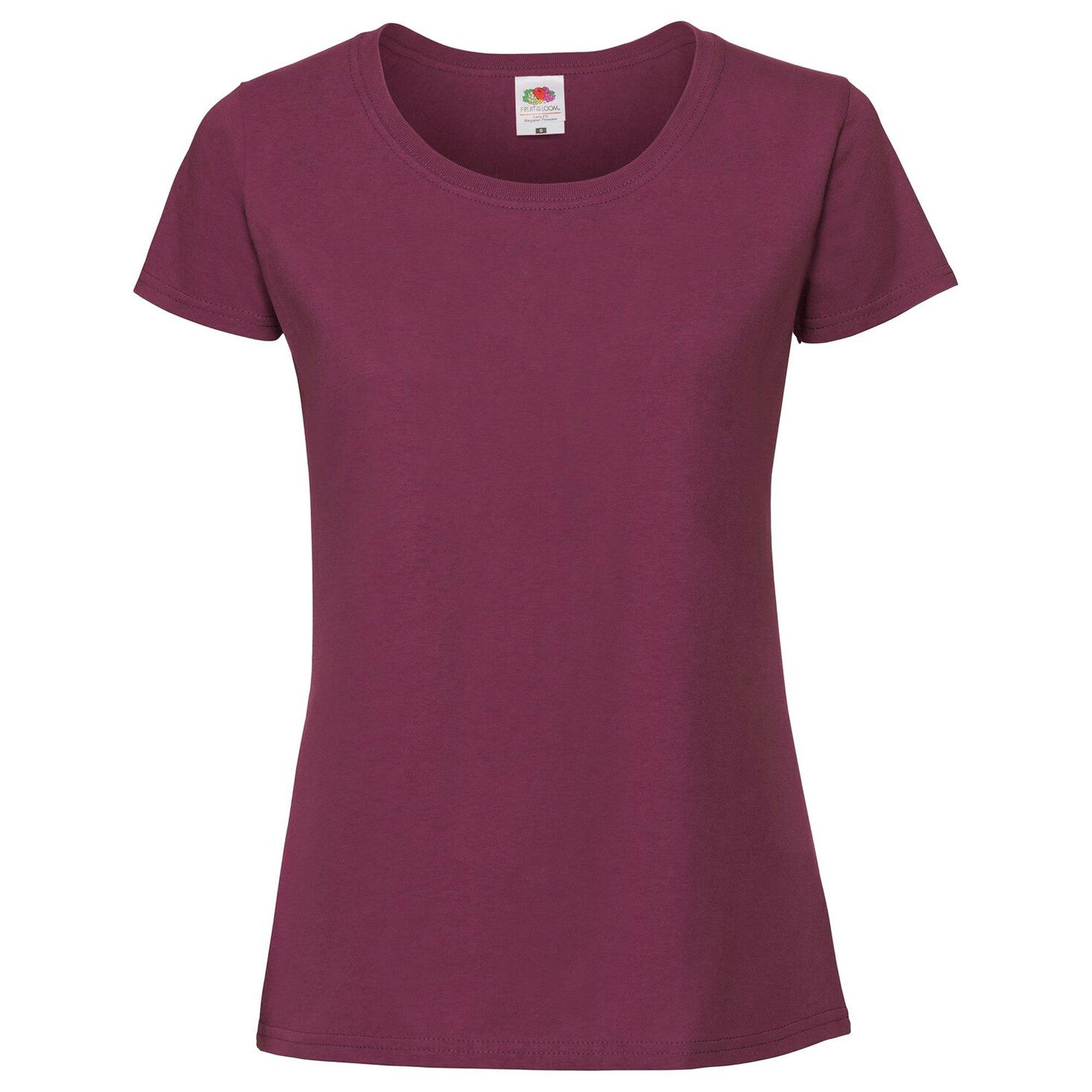 Image of Fit Ringspun Premium-t-shirt Damen Weinrot XS
