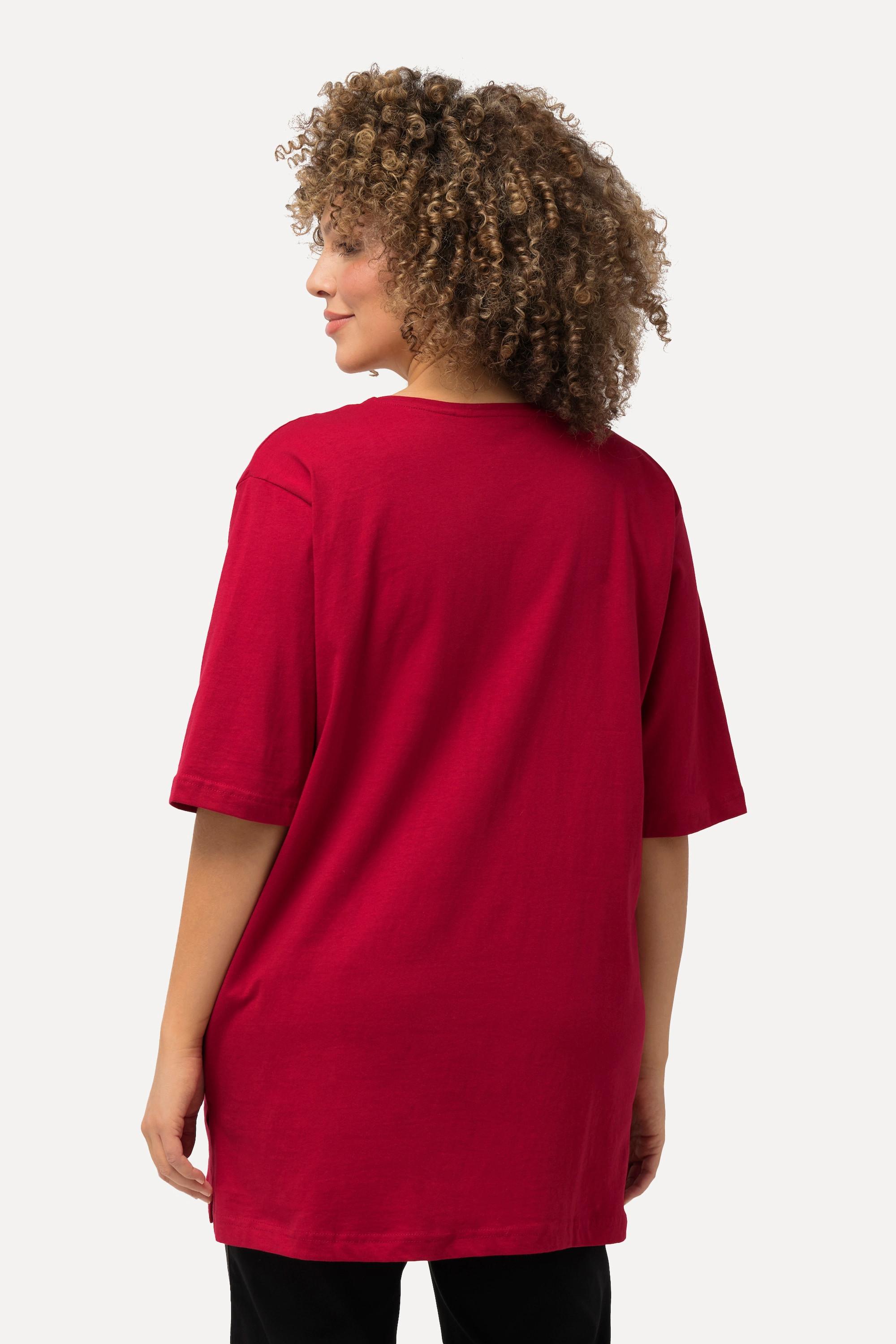 Ulla Popken  T-shirt dalle linee morbide con scollo a V e mezze maniche 