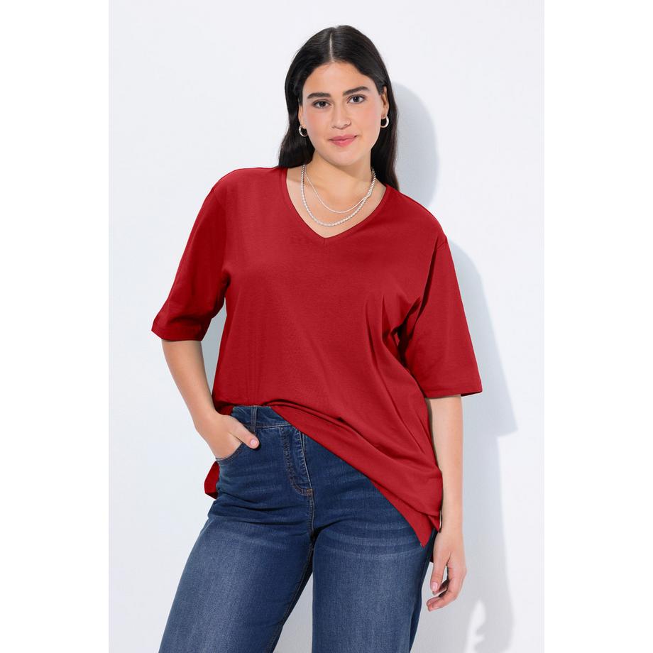 Ulla Popken T-shirt col V manches courtes coupe Relaxed Fit  
