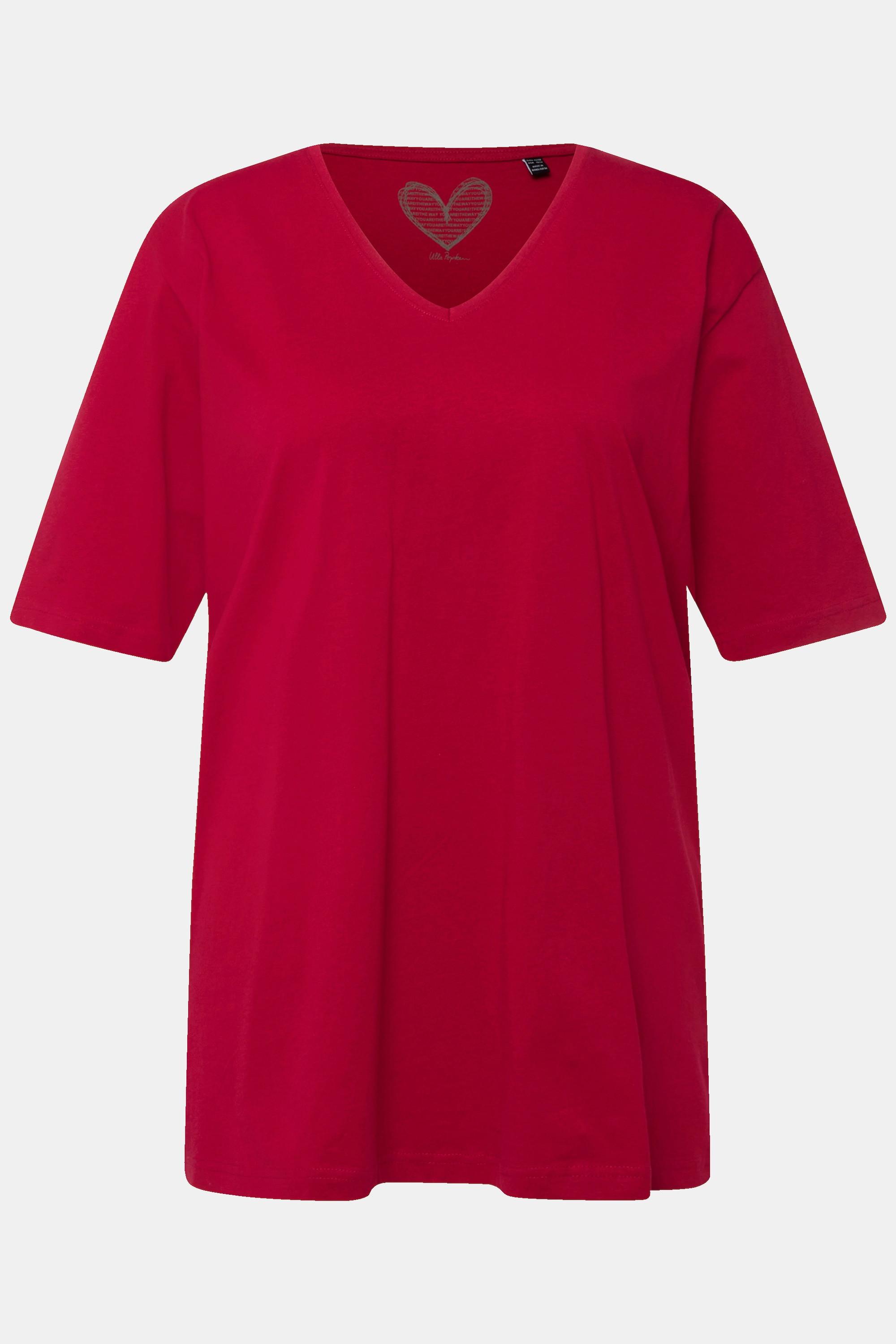 Ulla Popken  T-shirt dalle linee morbide con scollo a V e mezze maniche 