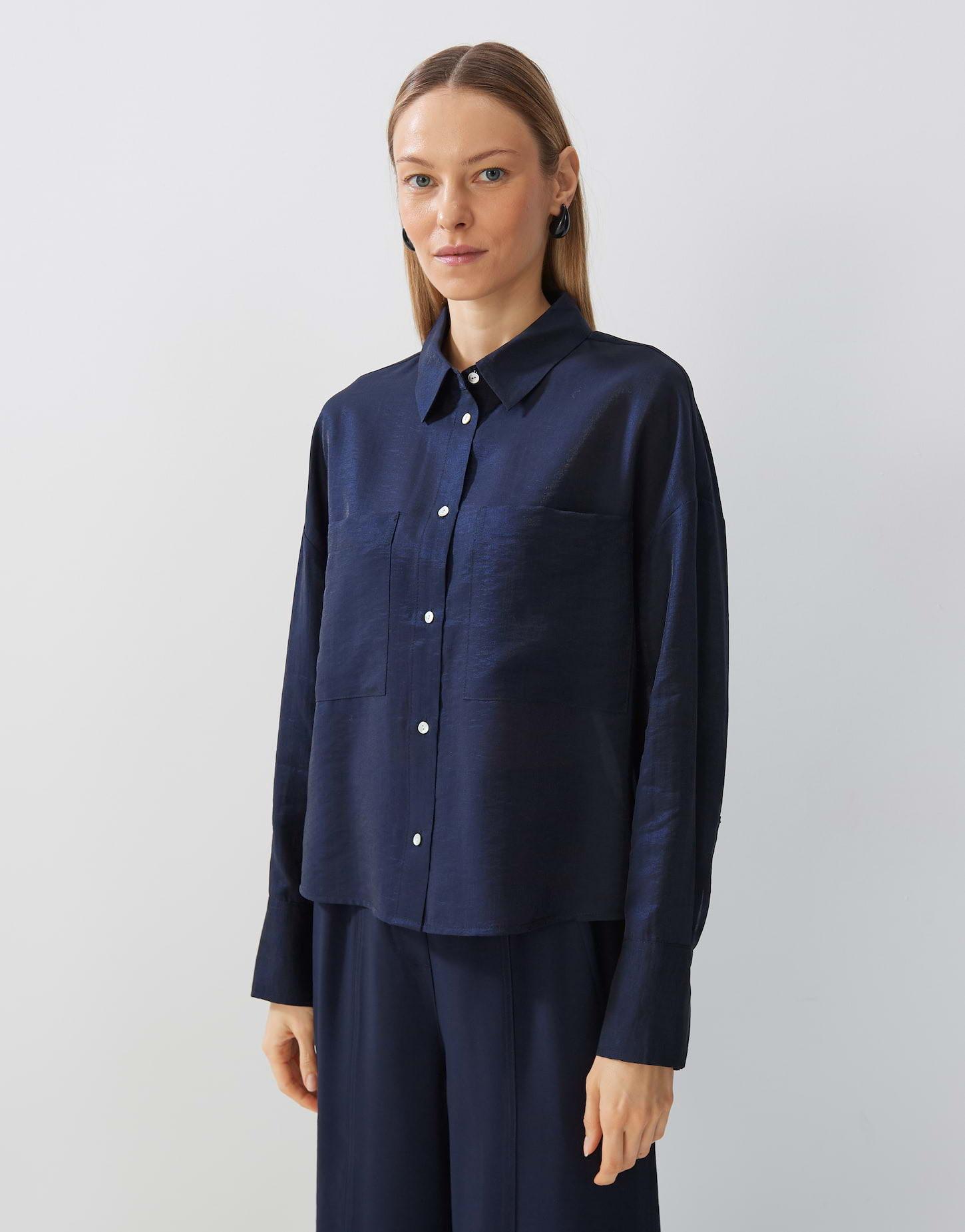 Image of Hemdbluse Zaliza Boxy Silhouette Damen Aquamarine 36