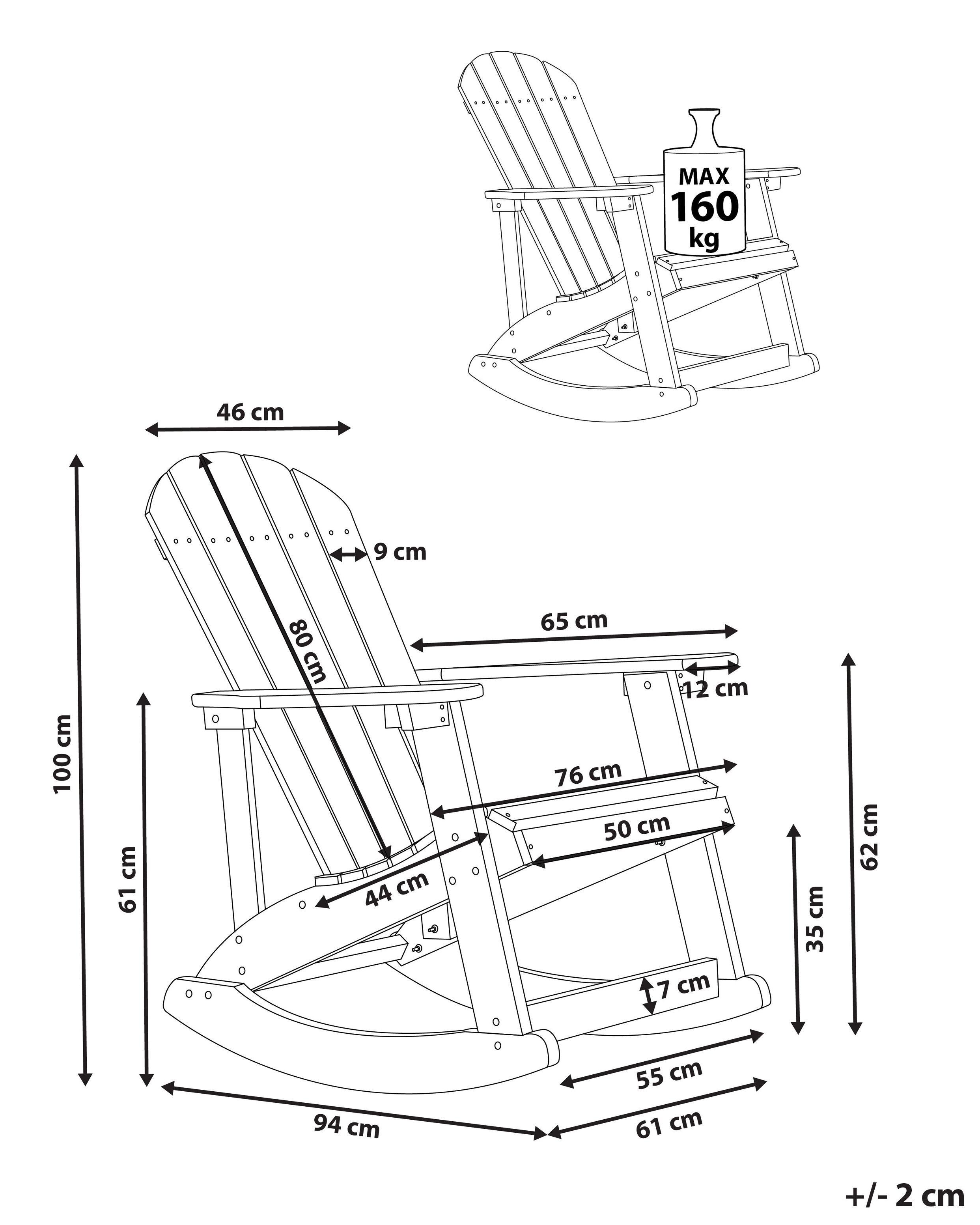 Beliani Chaise de jardin en Bois synthétique Traditionnel ADIRONDACK  