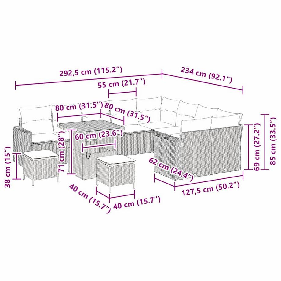 VidaXL Garten-sofa poly-rattan  