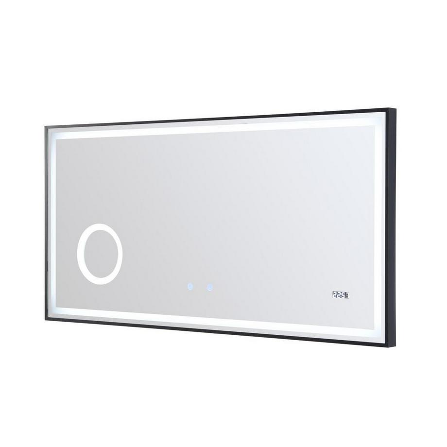 Vente-unique Miroir de salle de bain rectangulaire lumineux avec horloge digitale - 120 x 60 cm - AITANA  
