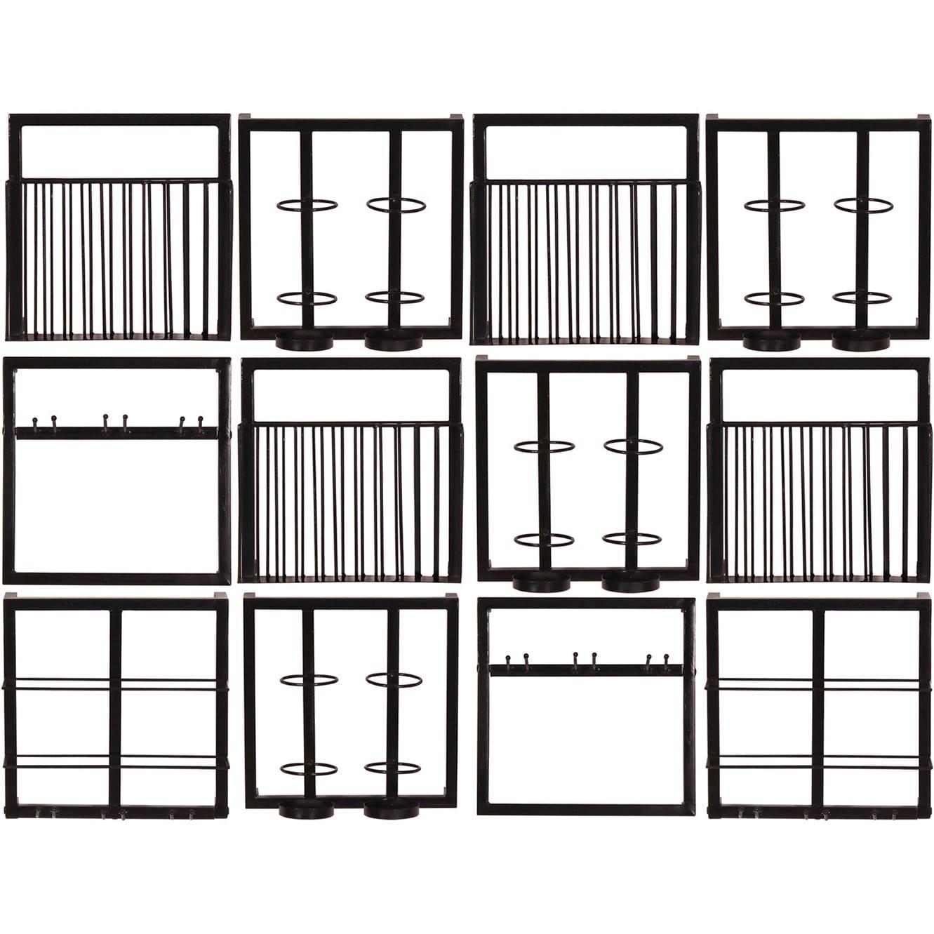 Image of Wandregal Cotry antikschwarz 120x60x60 (12-tlg) Wandregal Cotry antikschwarz 120x60x60 (12-tlg)