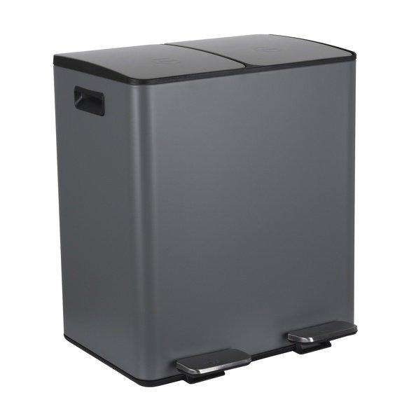 Image of selektive sortierung küche mülleimer Stahl ALIYA 40L (2x20L) Mattgrau selektive sortierung küche mülleimer Stahl ALIYA 40L (2x20L) Mattgrau
