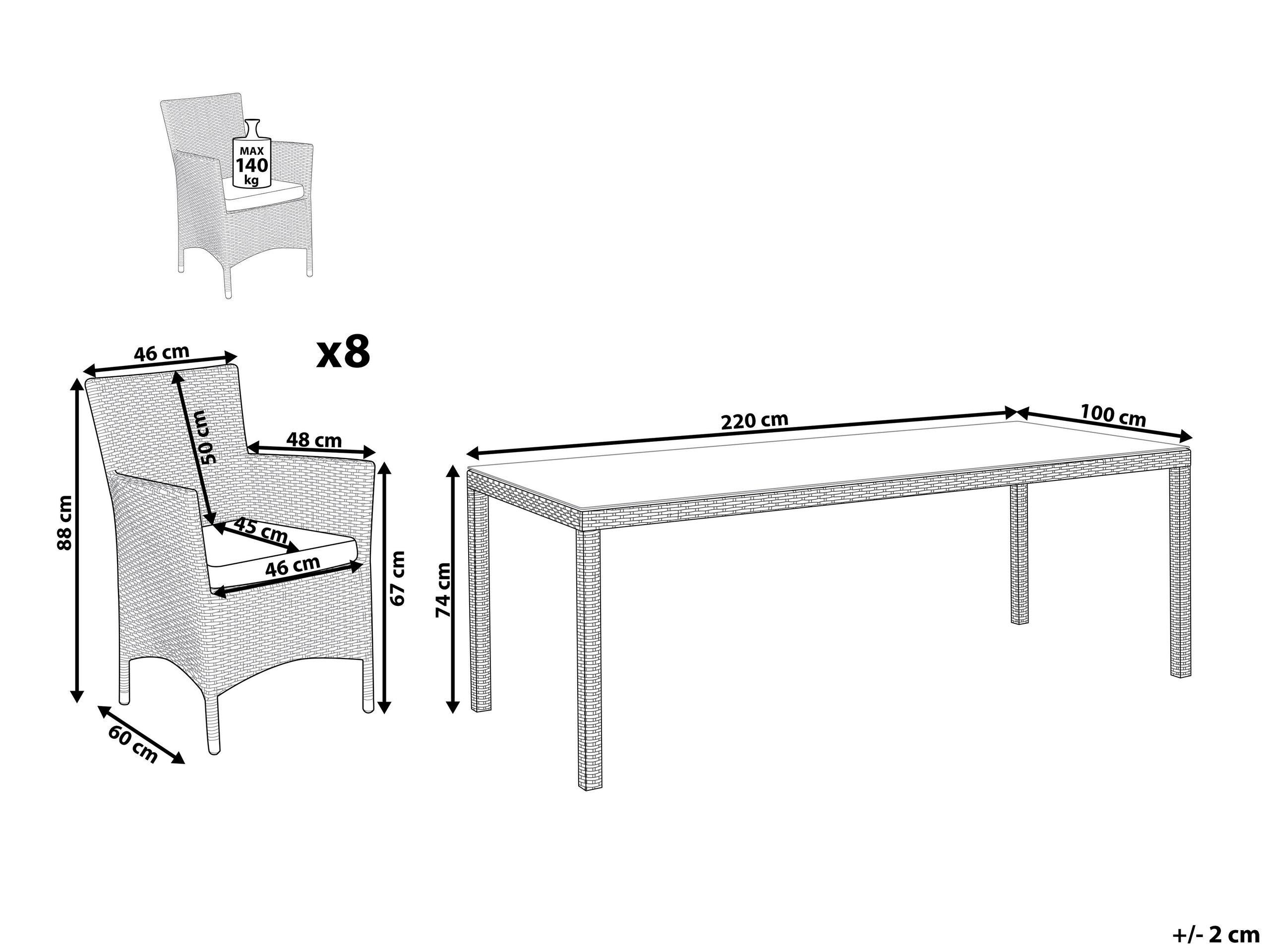 Beliani Ensemble de jardin en Polyrotin Traditionnel ITALY  