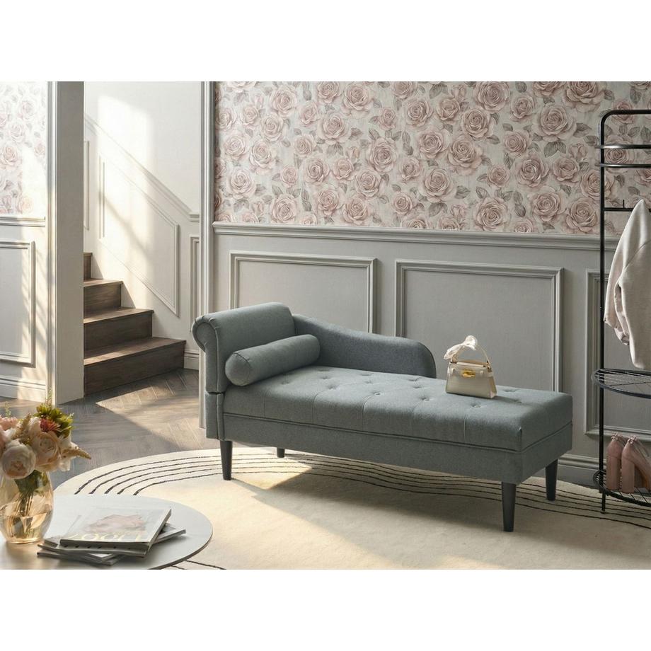 Beliani Linksseitige Chaiselongue aus Stoff Glamourös YVOIRE  