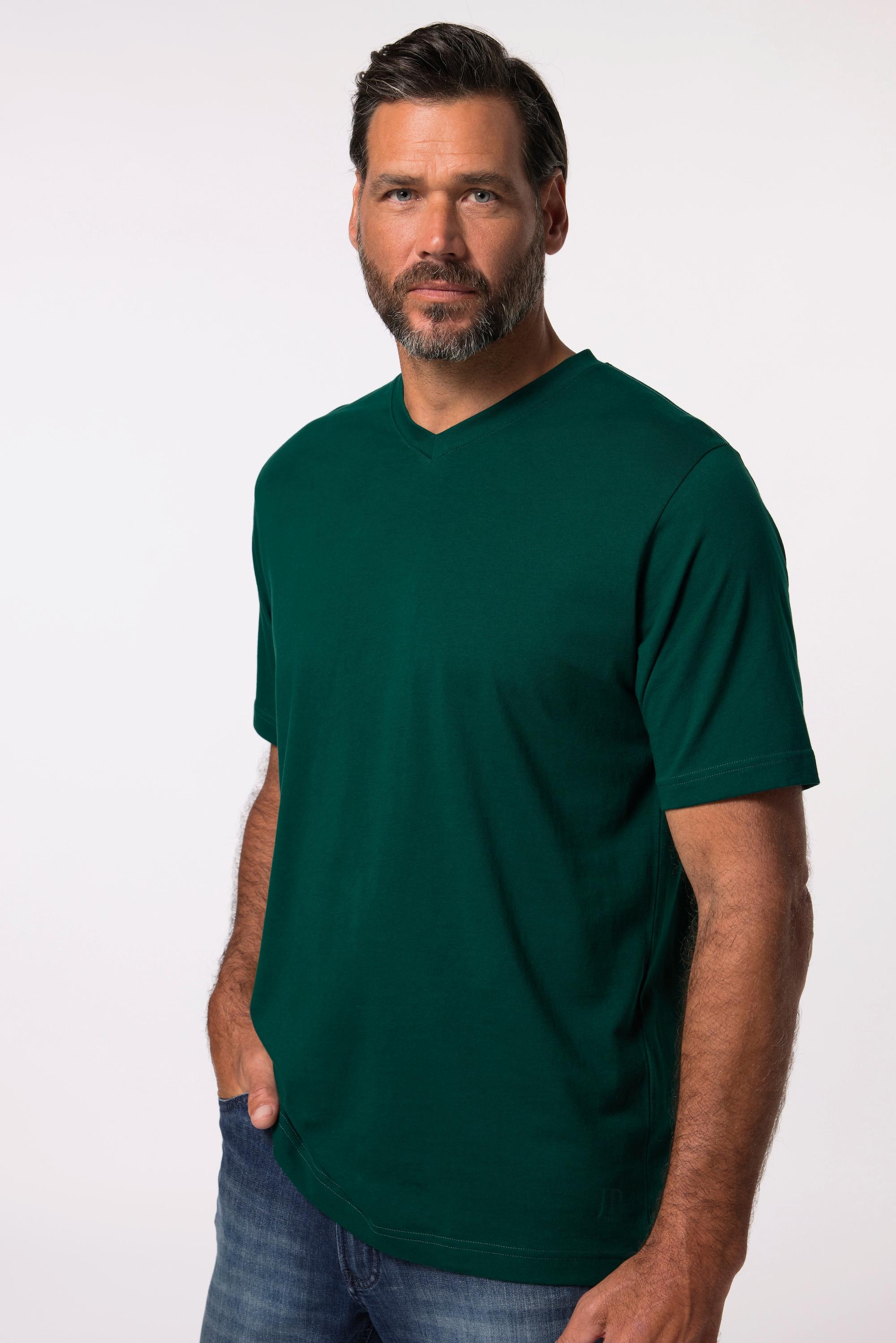 JP1880  T-shirt basic con scollo a V verde giungla 