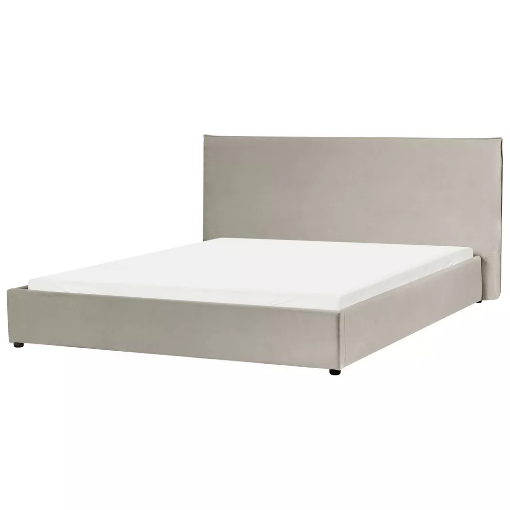 Beliani - Wasserbett aus Samtstoff  LAVAUR, Taupe