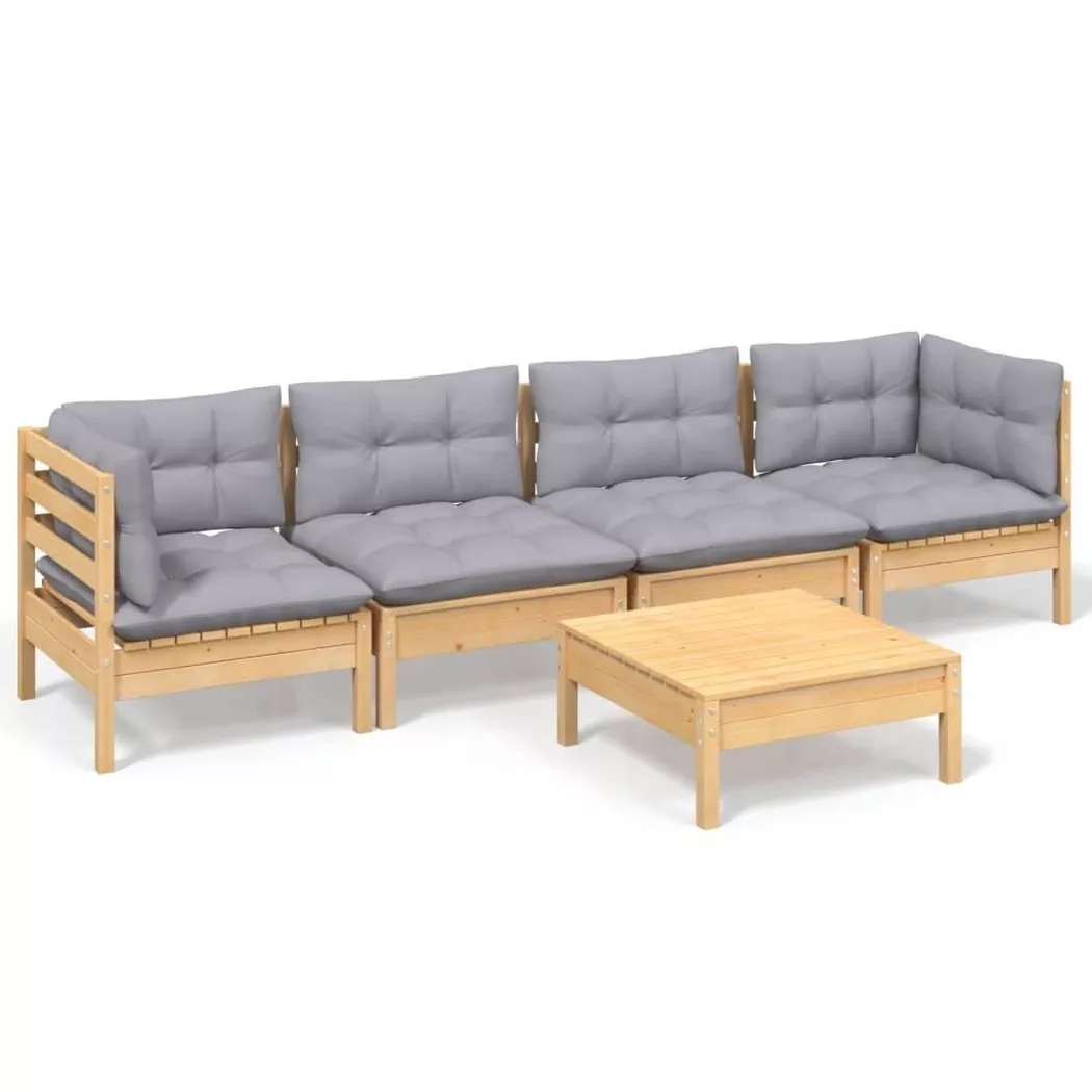 VidaXL - Salon de jardin bois de pin, One Size, Gris