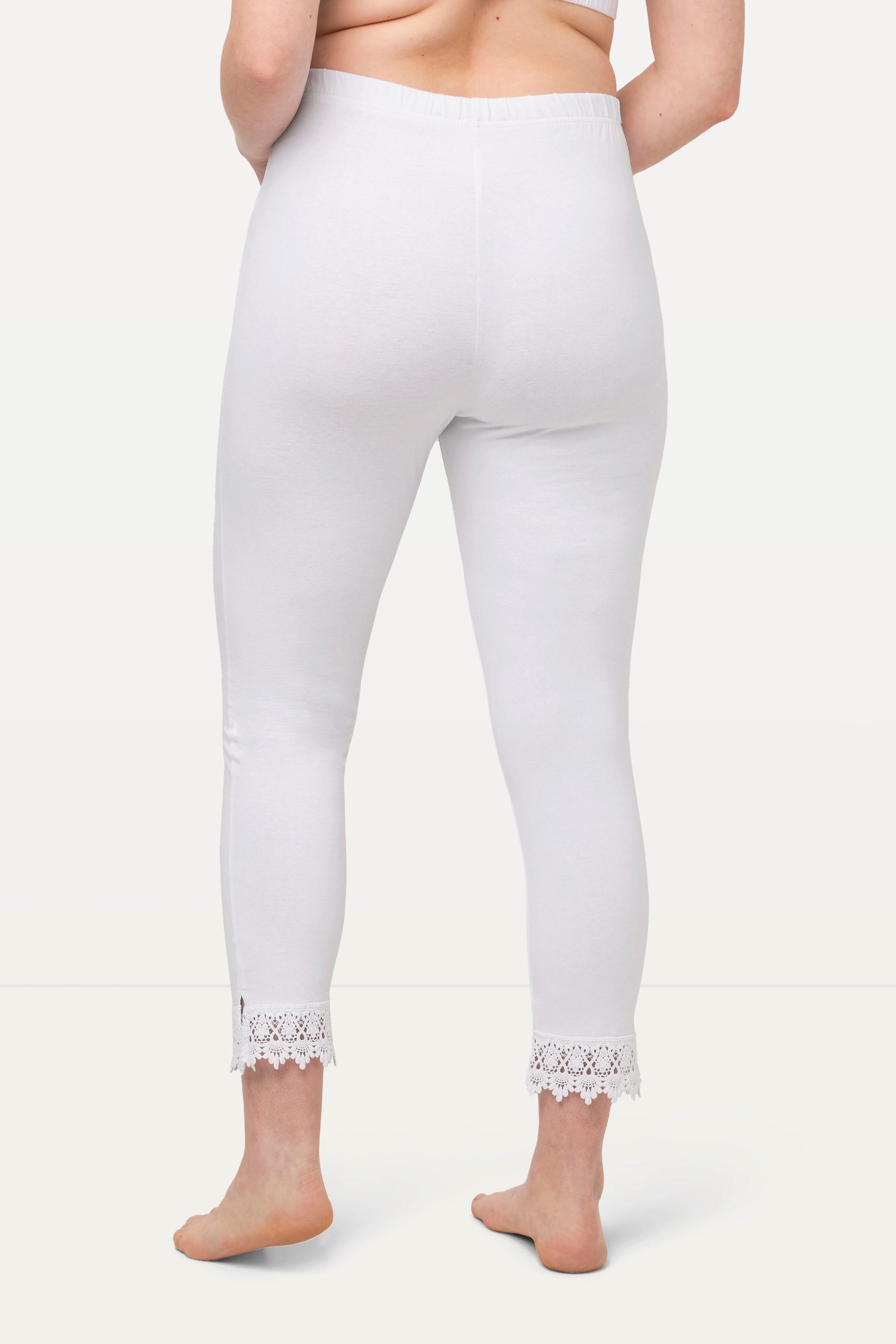 Ulla Popken  Legging 7/8, bordure en dentelle, coton bio 