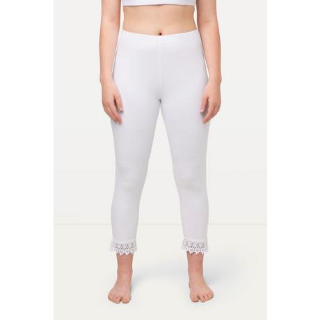 Ulla Popken  Leggings a 7/8 in cotone biologico con orli di pizzo 