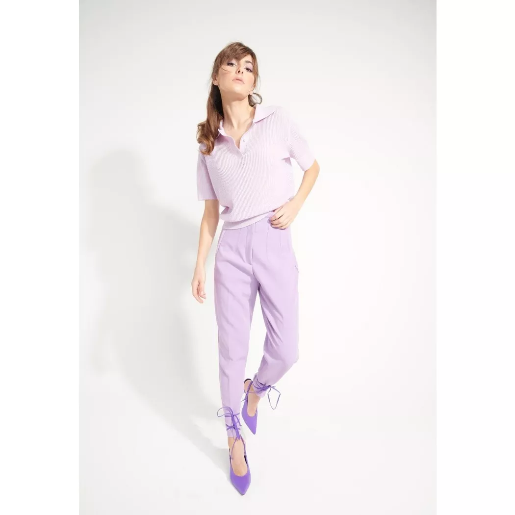 Studio Cashmere8 - AVA 1 Polo-Shirt mit kurzen Ärmeln - 100% Kaschmir, entjungfert, für Damen, Lila, Größe XL