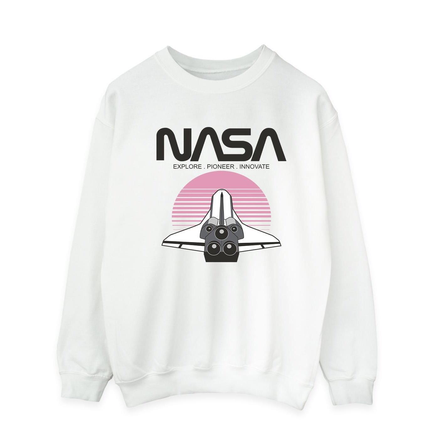 Image of Space Shuttle Sunset Sweatshirt Herren Weiss L