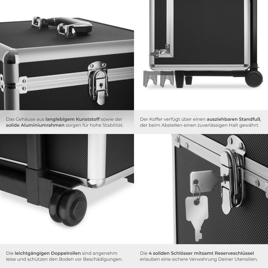 Tectake  Vanity mallette coffret maquillage  4-en-1 avec revêtement intérieur en velours 