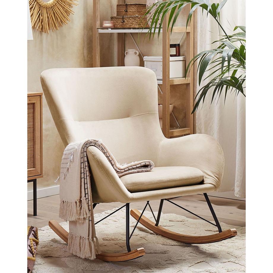 Beliani Fauteuil à bascule en Velours  ELLAN  