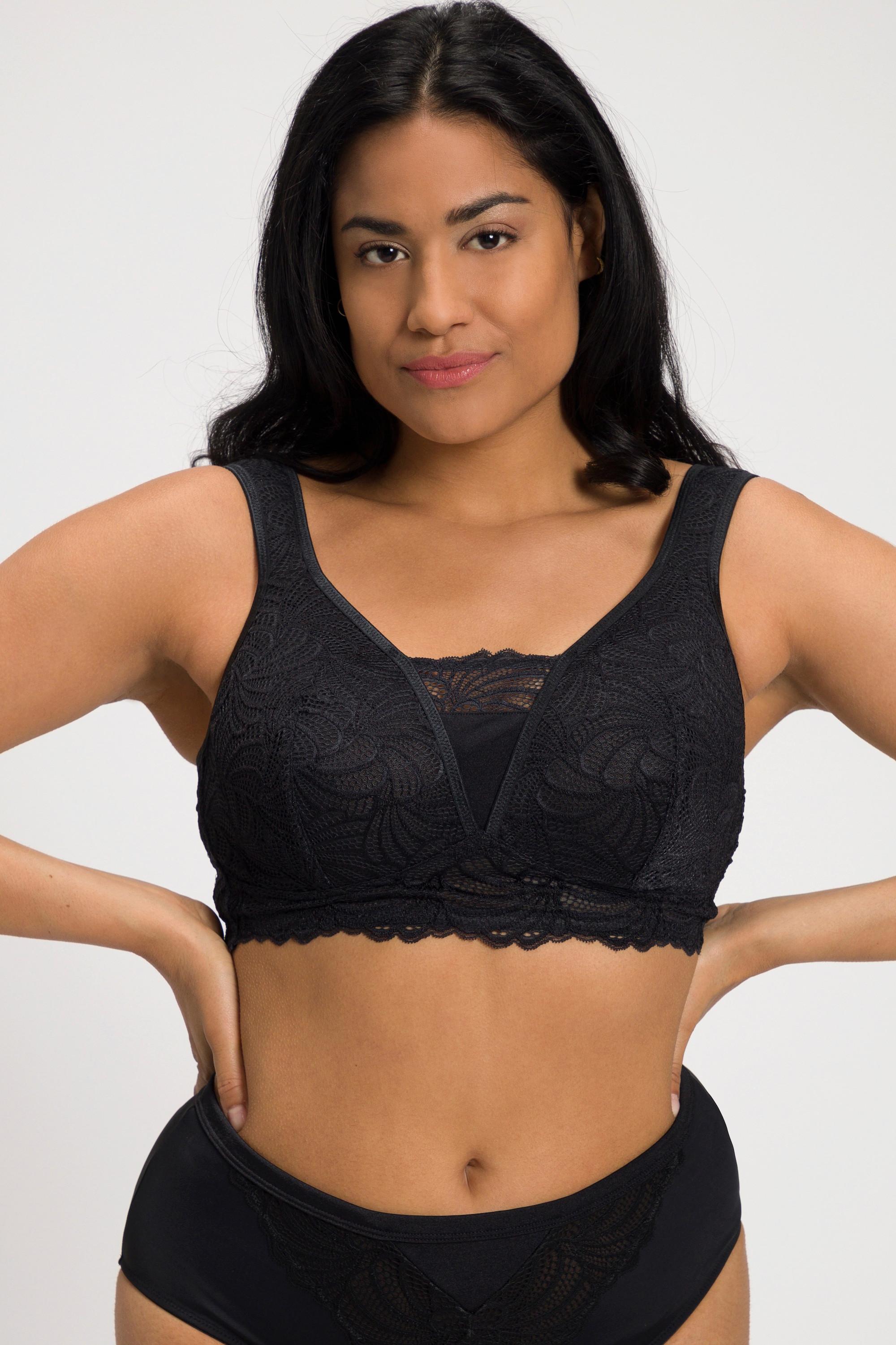 Ulla Popken  Bralette en dentelle, sans armatures. Bonnet B-F. 