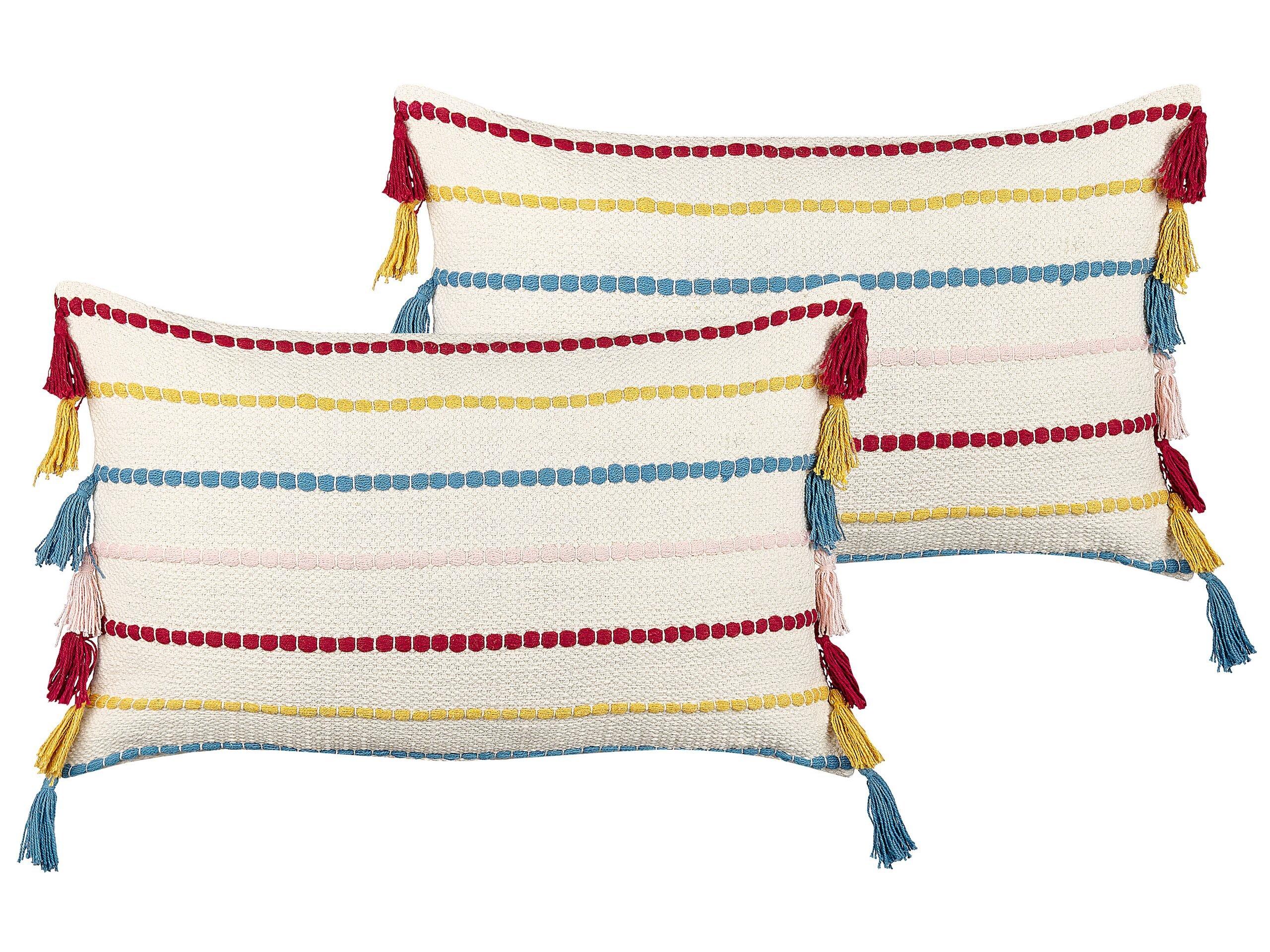 Beliani Lot de 2 coussins en Coton Boho AGAVE  