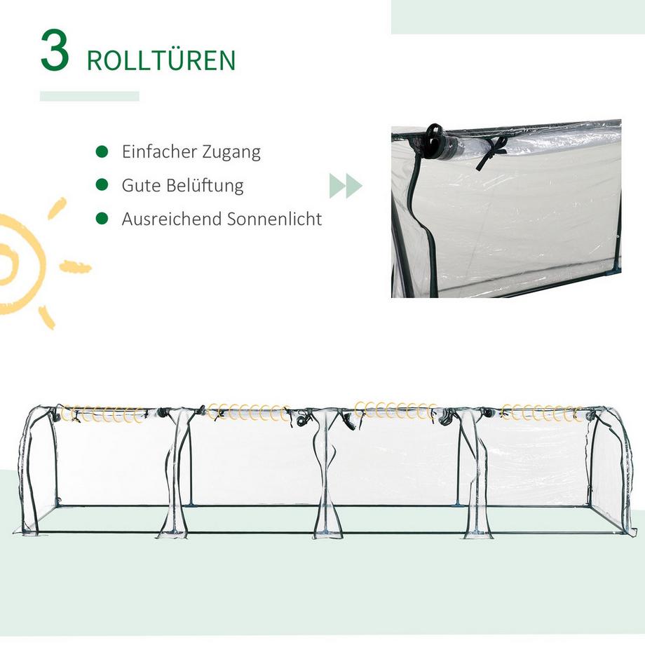 Northio  Serre En Feuille D'Aluminium Avec Porte Cadre Froid Pour Plantes En Feuille D'Acier Pvc Transparent 395 X 100 X 80 Cm 