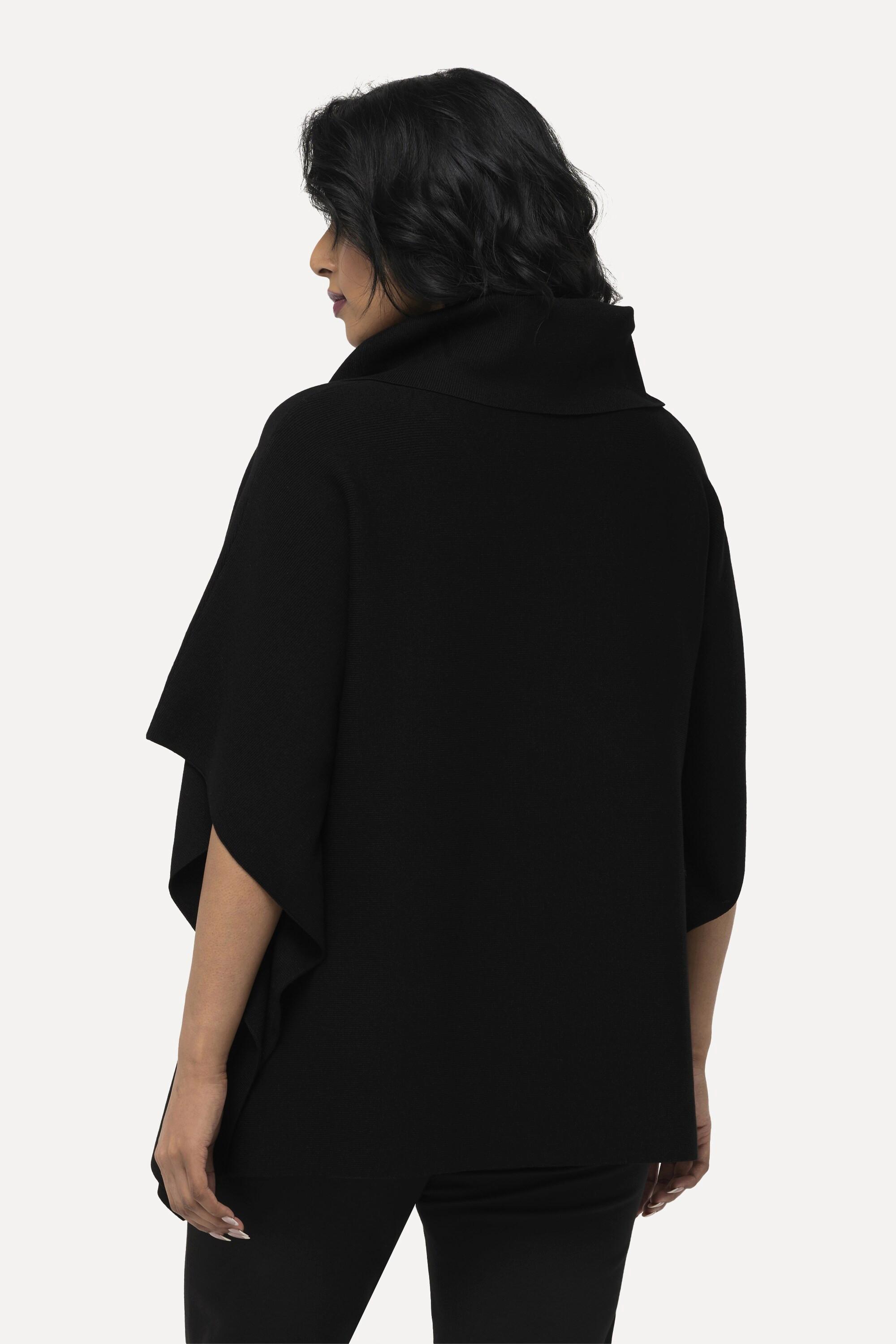 Ulla Popken  Poncho-Pullover, Oversized, Rollkragen, ärmellos 