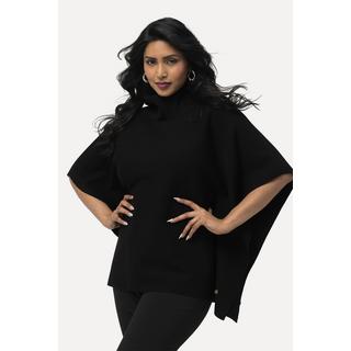 Ulla Popken  Poncho-Pullover, Oversized, Rollkragen, ärmellos 