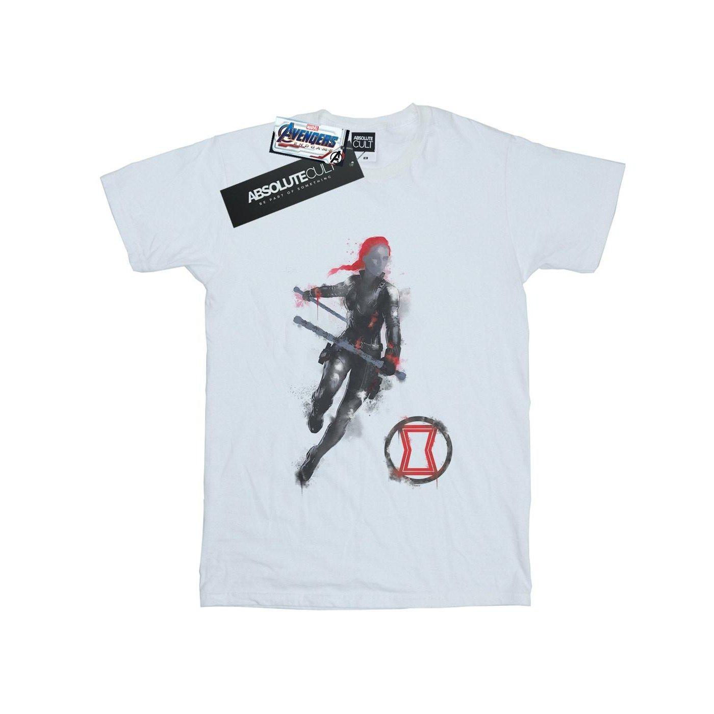 Image of Avengers Endgame Painted Black Widow Tshirt Unisex Weiss 152-158