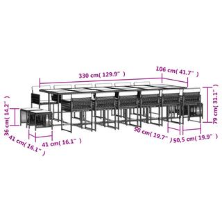 VidaXL Ensemble de salle à manger de jardin rotin synthétique  