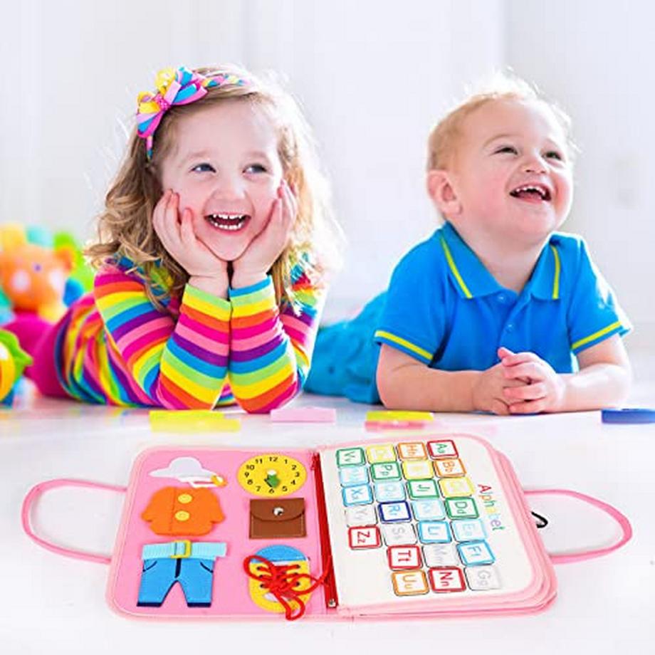 Activity-board  Tableau d'activité, jouet d'activité motorisée, jouet d'apprentissage sensoriel pour bébé, tableau d'activité motorisée pour les voyages en voiture et en avion. 