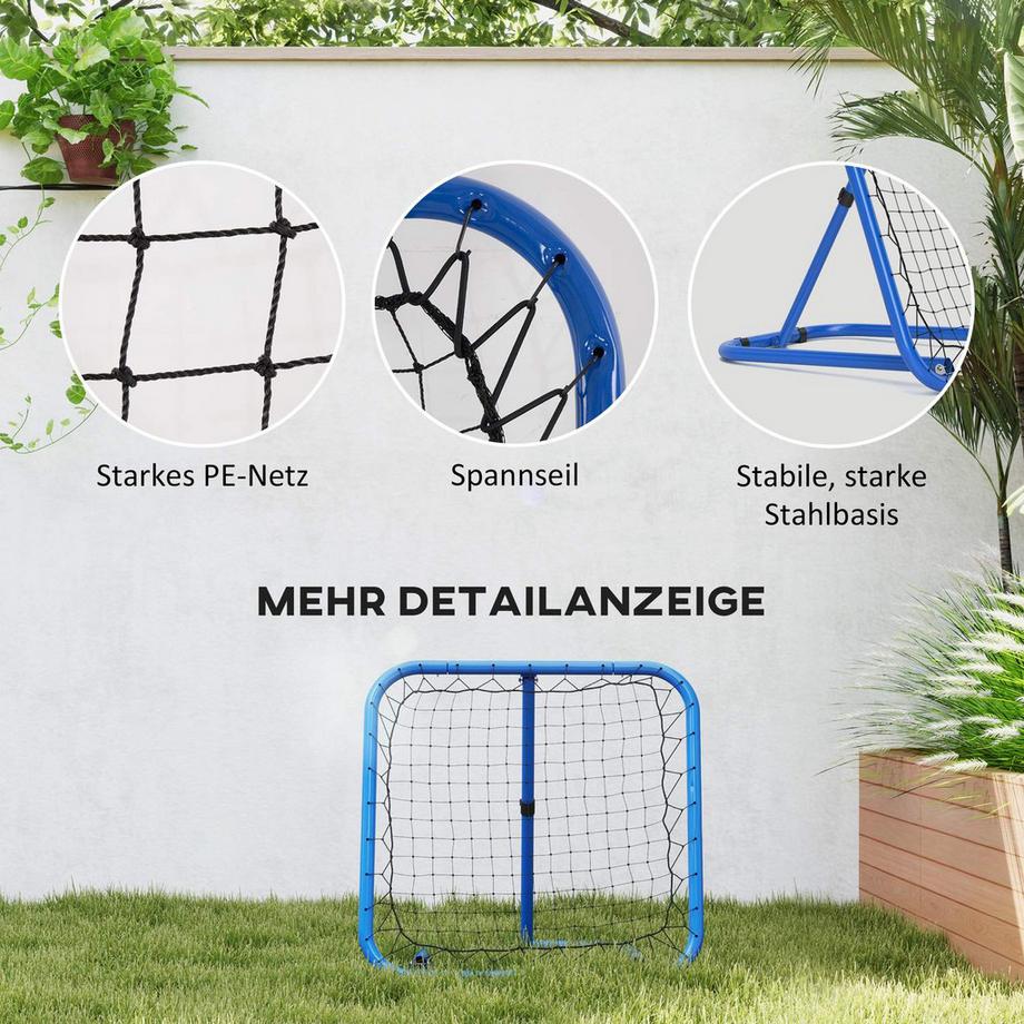 Northio  Rebounder für Fußball, klappbar Fußball Rebounder 63 x 63 cm Verstellbar Fußballtor Kicker für Baseball Basketball, Metall, Blau 