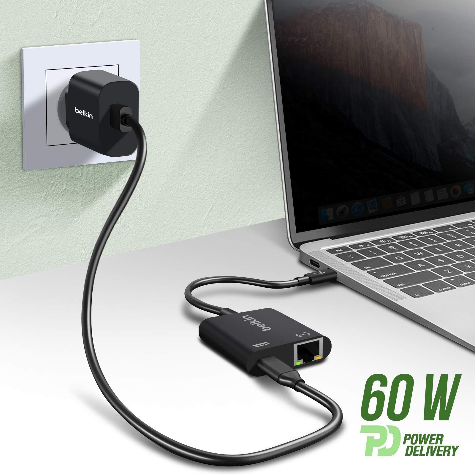 belkin  USB C vers Ethernet 1000 Mbits USB-C 60W 