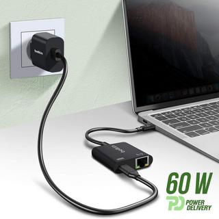 belkin  ADATTATORE DA USB-C A ETHERNET CON RICARICA 60W 