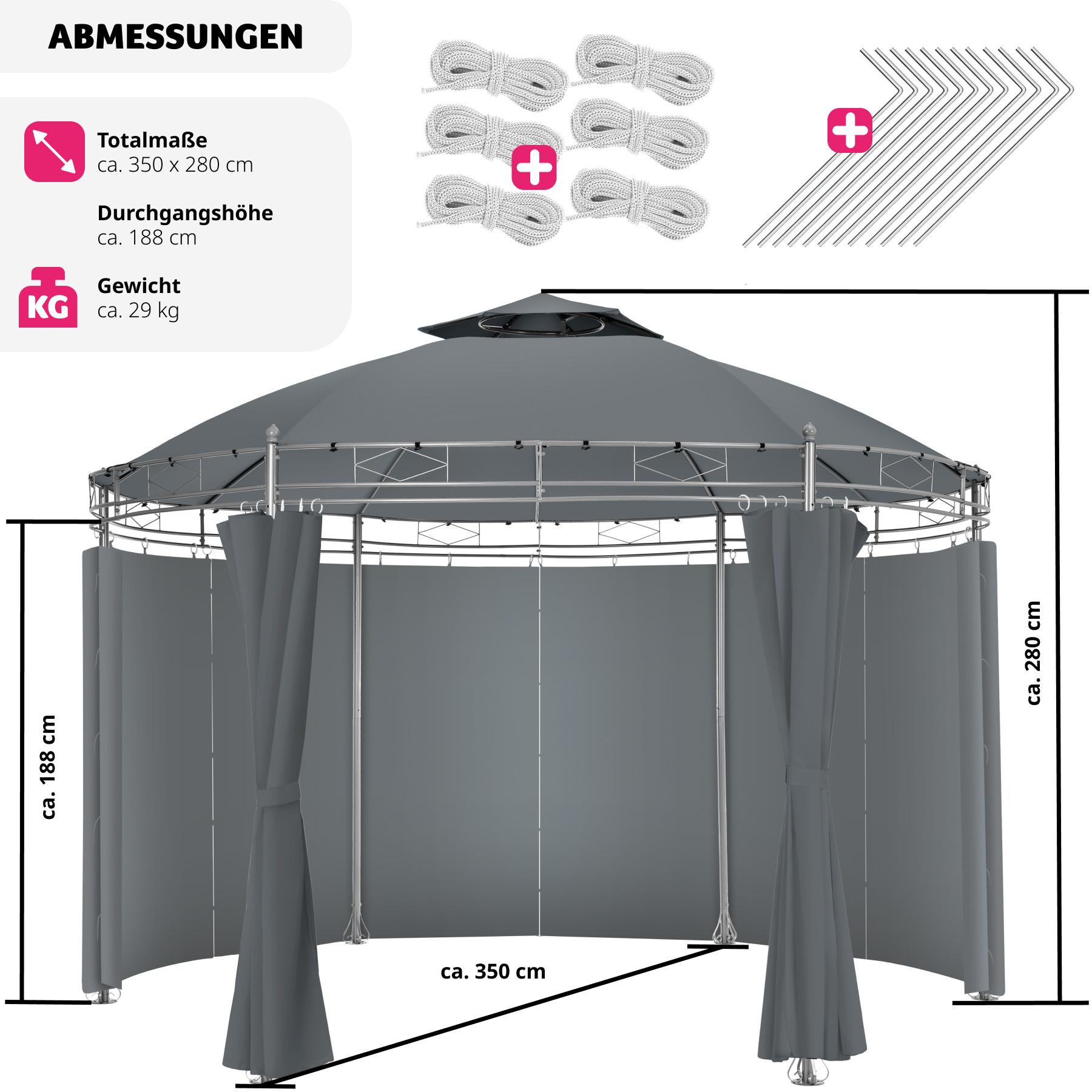 Tectake Tonnelle ⌀ 3,5 m SIANA  