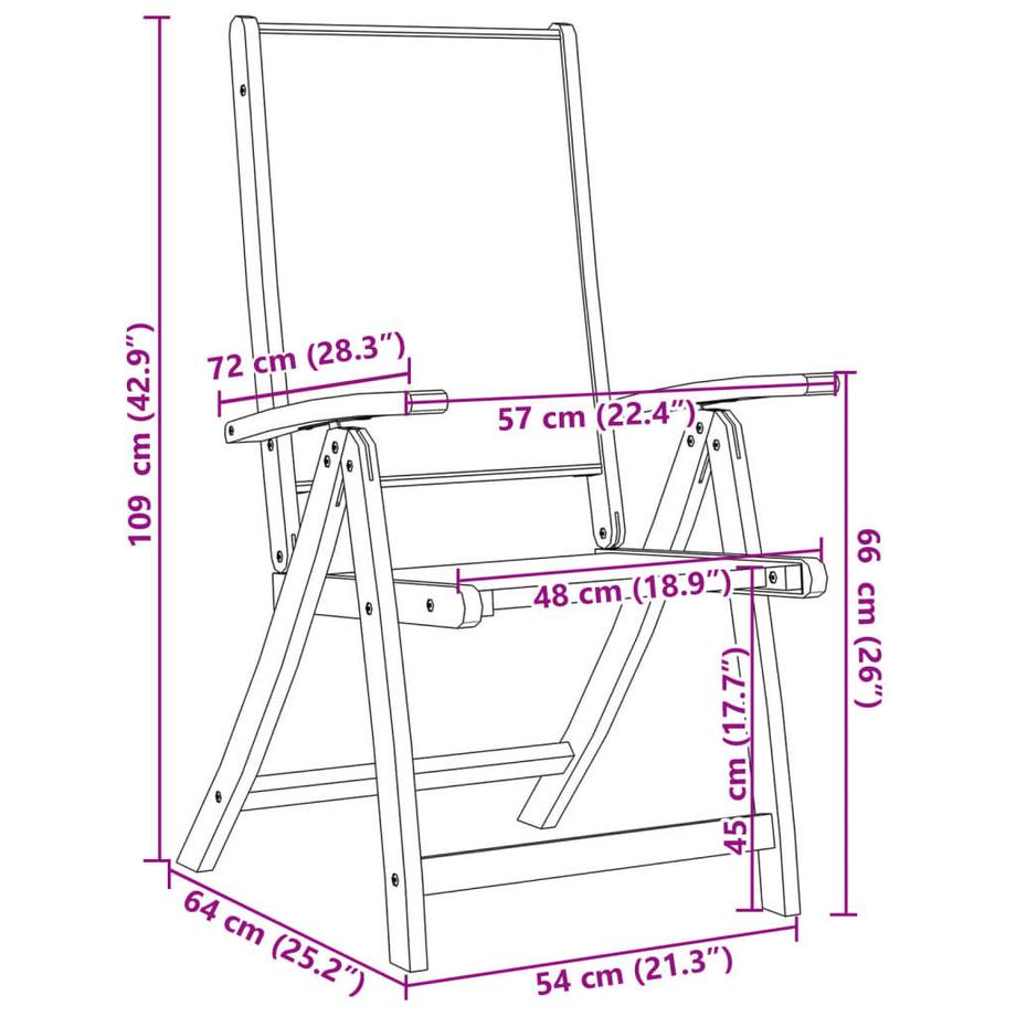 VidaXL Chaise de jardin pliante bois d'acacia  