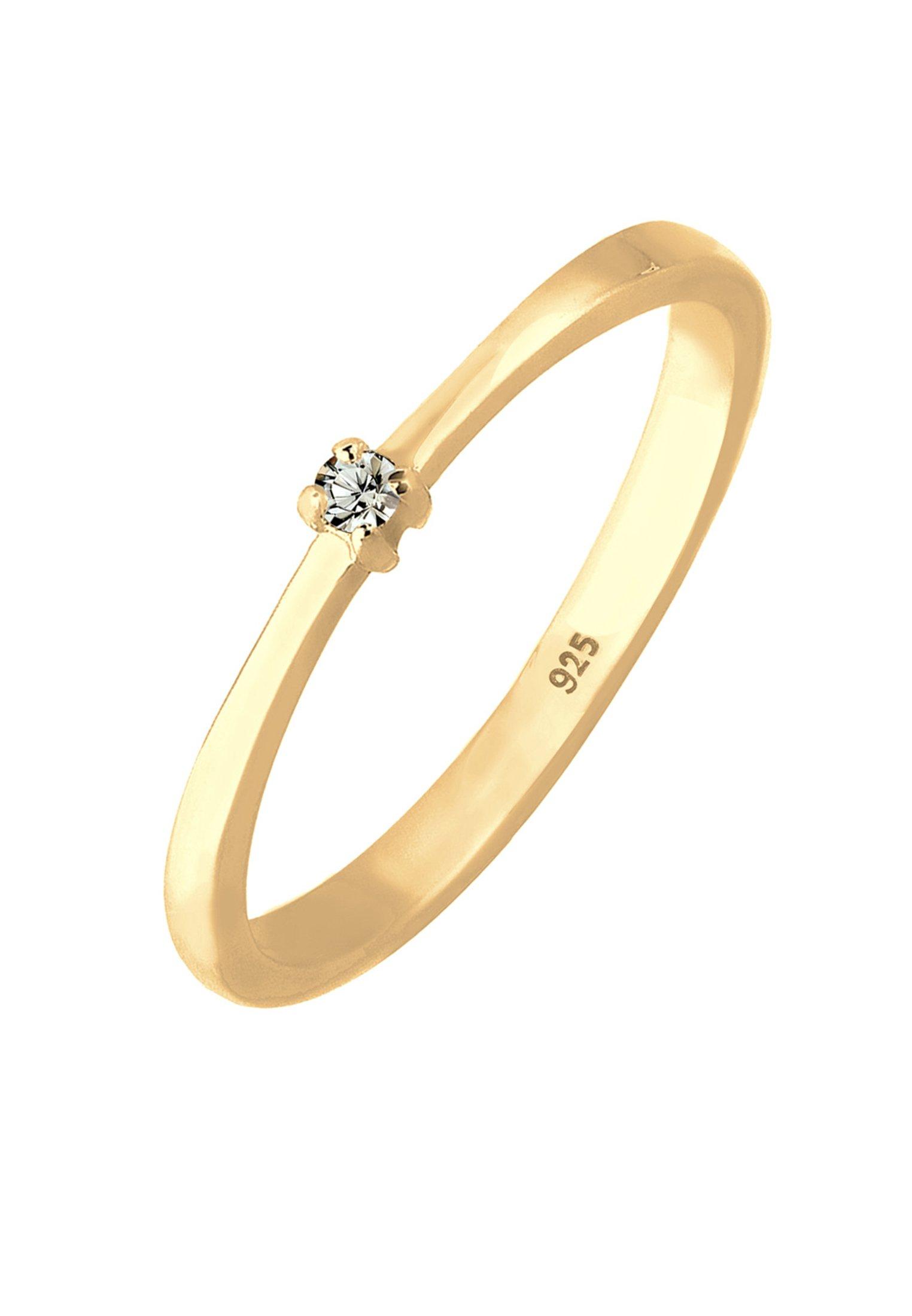 Image of Ring Solitär Klassisch Mit Kristallen Damen Gold 54mm