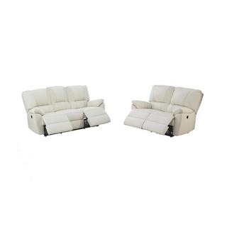 Vente-unique Relaxsofa Ledergarnitur elektrisch Marcis 3+2 Elfenbein  