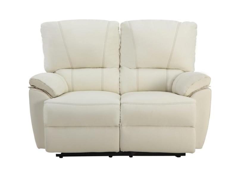 Vente-unique Relaxsofa Ledergarnitur elektrisch Marcis 3+2 Elfenbein  