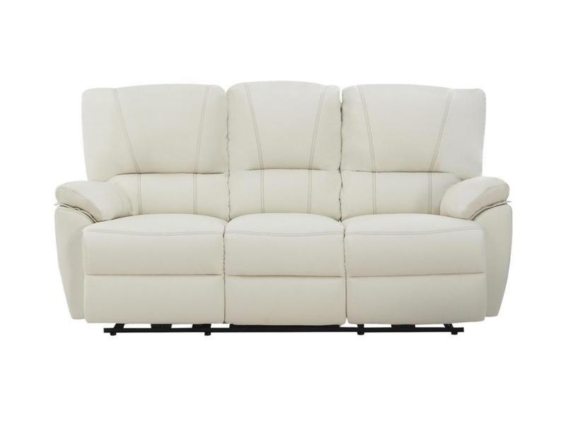 Vente-unique Relaxsofa Ledergarnitur elektrisch Marcis 3+2 Elfenbein  