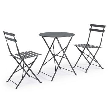 Ensemble bistrot de jardin Wissant anthracite (3 pièces)