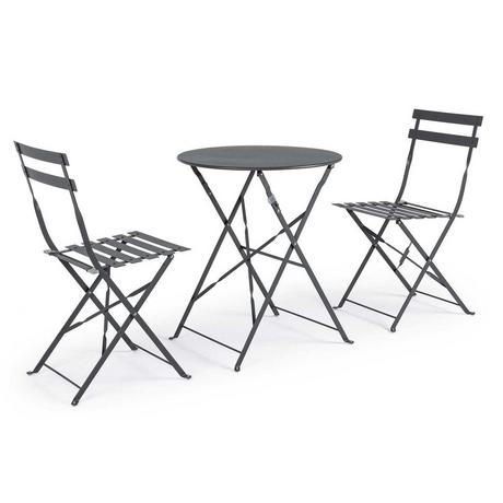 mutoni Ensemble bistrot de jardin Wissant anthracite (3 pièces)  